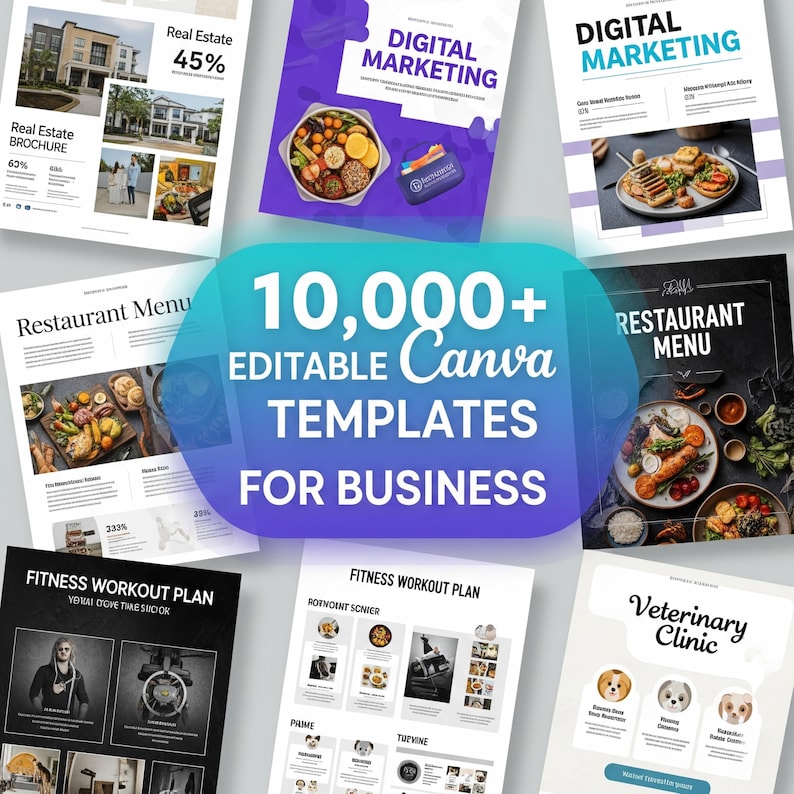 Struggling to Design Your Business? 10,000+ Ready-Made Canva Templates Bundle — For Restaurants, Salons, Gyms & 50+ Niches | Instant Download bibliogoo
